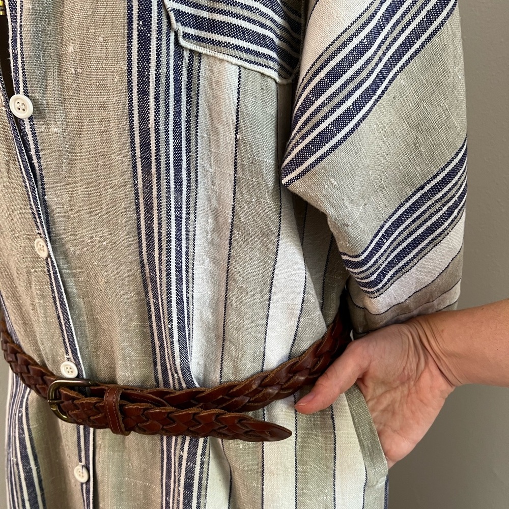 Sold Linen Striped Maxi Caftan Dress - Picture 6 of 7